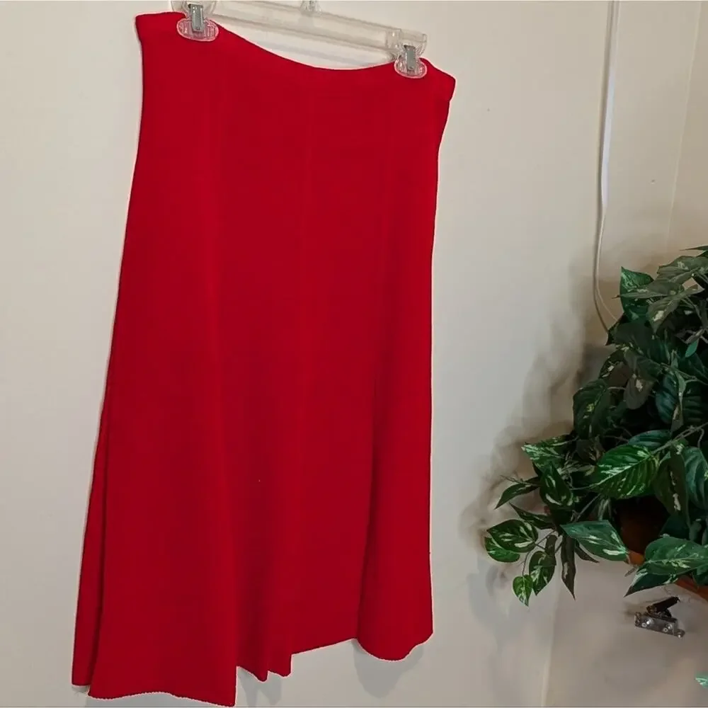 Vintage Red Pleated Sweater Skirt Size Large